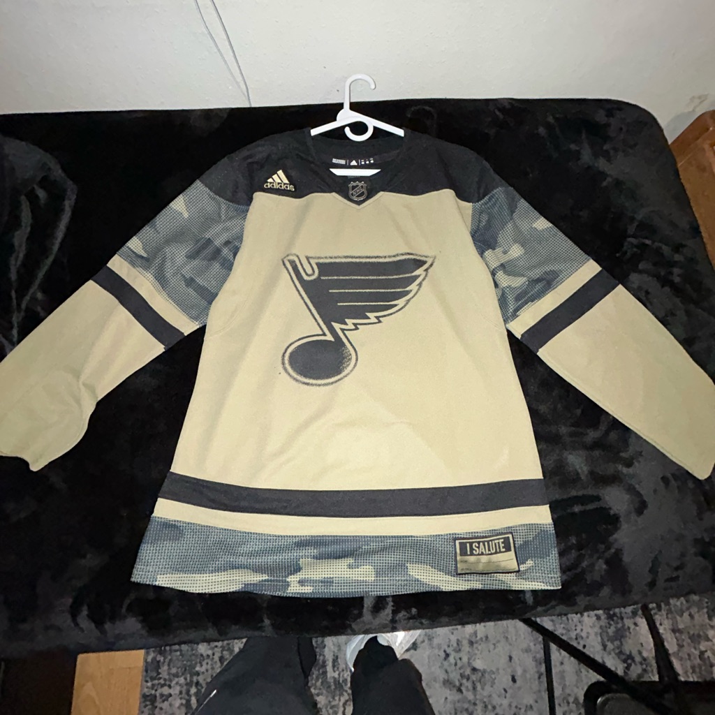 Adidas Black And Army Green Stl Blues (Veteran) Nhl Jersey